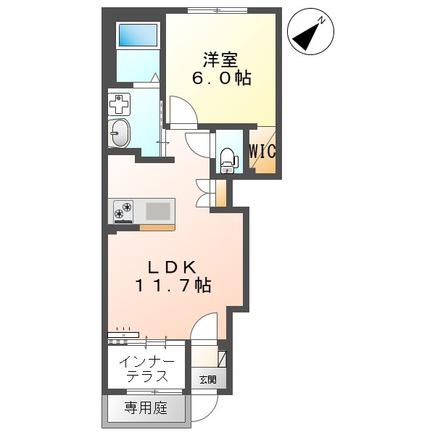 LE.LIEN広崎(1LDK/1階)の間取り写真