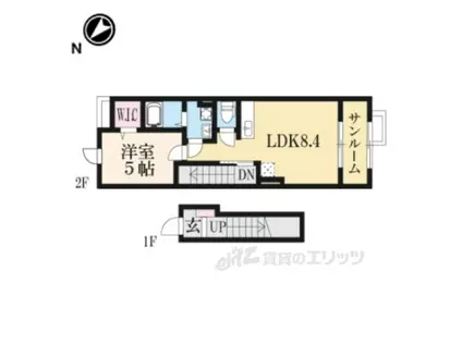 J-SQUARE(1DK/2階)の間取り写真