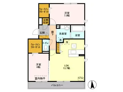 PENNY LANEB(2LDK/1階)の間取り写真