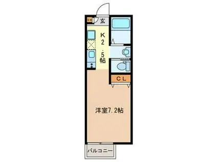 ウェルコート川越旭町(1K/2階)の間取り写真
