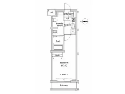 カーサプレンディット新中野(1K/4階)の間取り写真