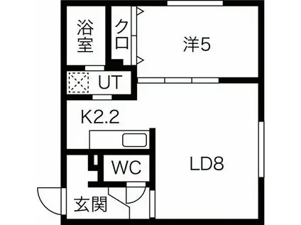 FOUR STREAM RESIDENCE南6条(1LDK/2階)の間取り写真