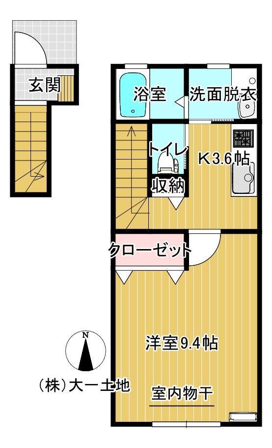 FIORE桜町 D棟(1K/2階)の間取り写真