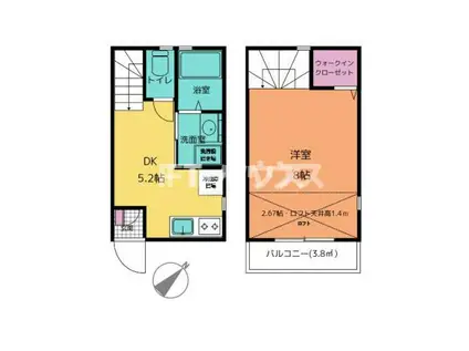アフェット検見川5(1DK/1階)の間取り写真