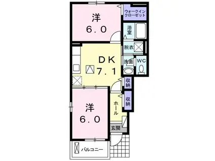 アムールB(2DK/1階)の間取り写真
