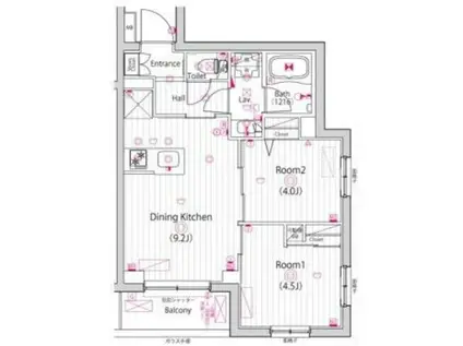 ガーラ・ステーション川崎久地(2DK/1階)の間取り写真