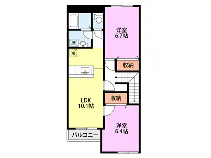 キャトルヴィラージュ(2LDK/2階)の間取り写真