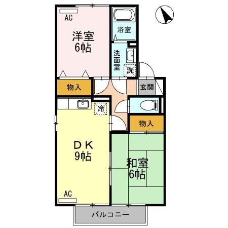 セジュールASO(2DK/1階)の間取り写真