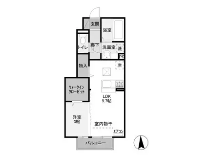 ＪＲ信越本線 北高崎駅 徒歩26分 2階建 築11年(1LDK/1階)の間取り写真