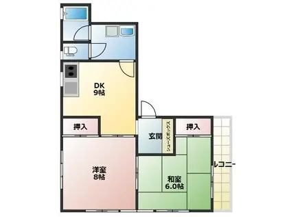 栗田ビル(2DK/3階)の間取り写真