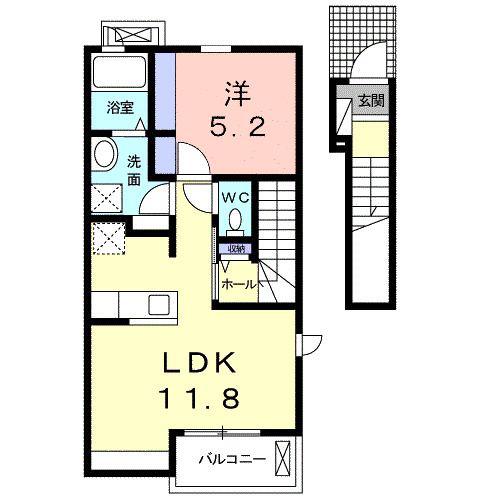 ＪＲ仙石線 陸前高砂駅 バス乗車時間：16分 最寄りバス停で下車 徒歩4分 2階建 築6年(1LDK/2階)の間取り写真