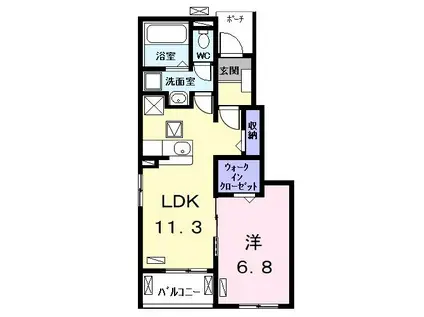 ルミナーレ I(1LDK/1階)の間取り写真