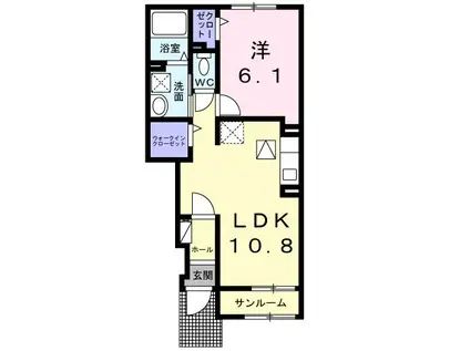 ブルー ノトス(1LDK/1階)の間取り写真