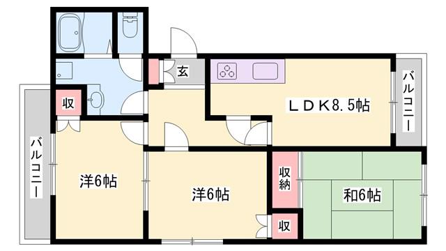 RIN BERGER(3LDK/2階)の間取り写真