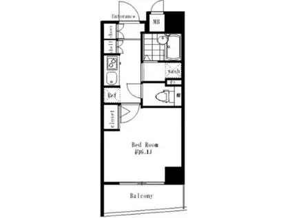 シンシア御茶ノ水(1K/3階)の間取り写真