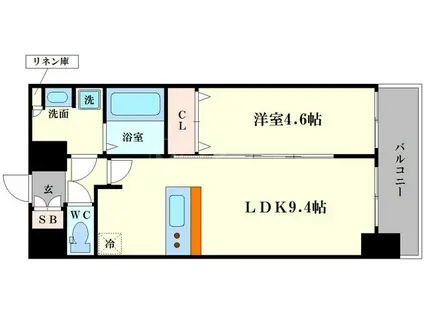 プレサンス立売堀パークシティ(1LDK/14階)の間取り写真
