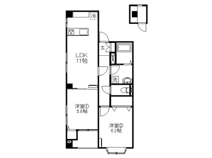 αステージ(2LDK/1階)の間取り写真