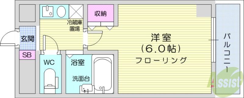 ステュディオ仙台(1K/7階)の間取り写真