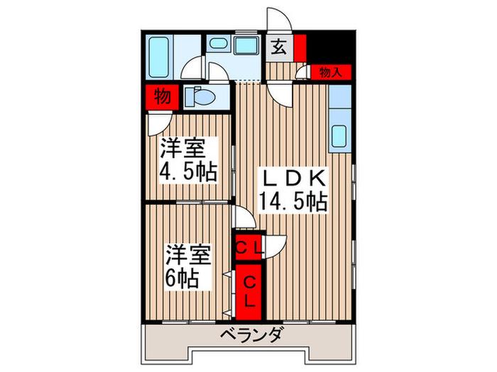 メゾンタナカ(2LDK/3階)の間取り写真