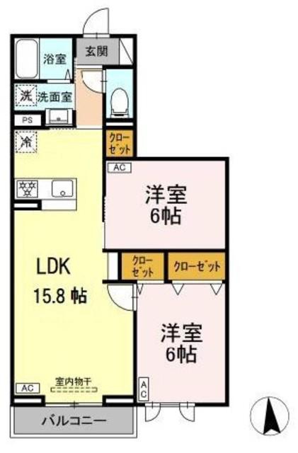 セレスティア高島平III(2LDK/2階)の間取り写真