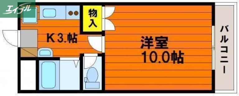 グローバルビル(1K/3階)の間取り写真