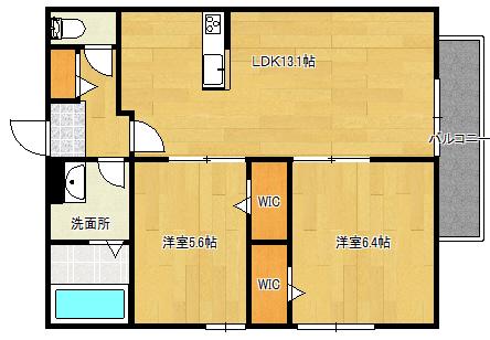 ルナメゾンC棟(2LDK/1階)の間取り写真