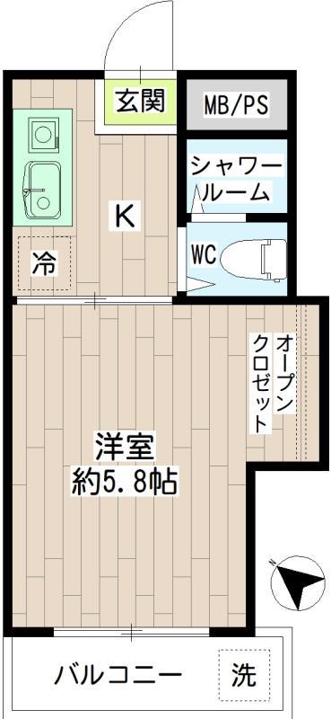 メゾンマキガハラ(1K/3階)の間取り写真
