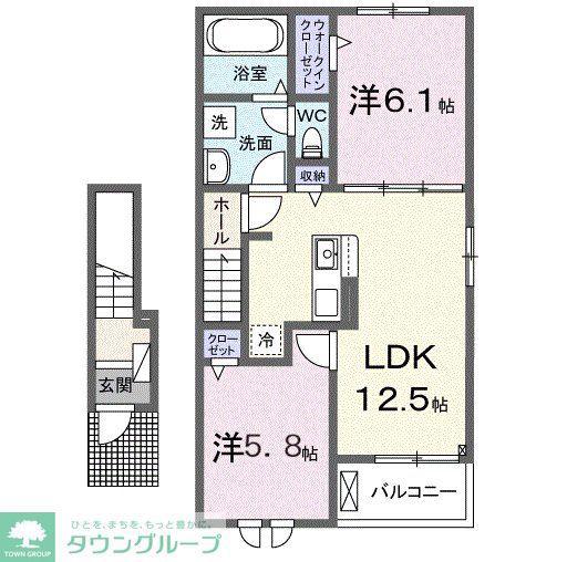 エンドア(2LDK/2階)の間取り写真