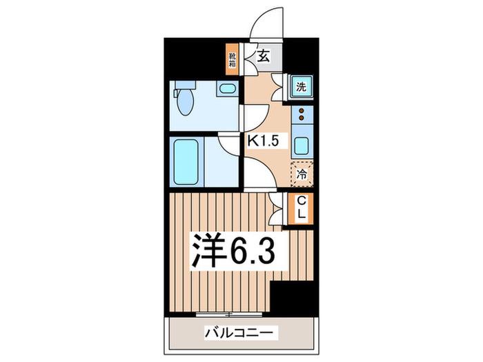 CONDE相模原(1K/11階)の間取り写真