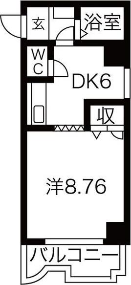 フラット北26条(1DK/7階)の間取り写真