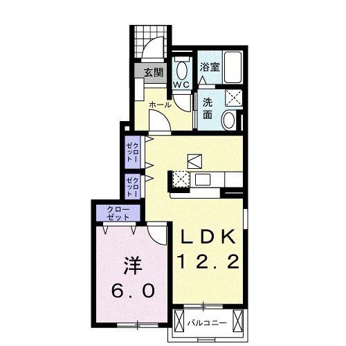 ピュア・フォレストI(1LDK/1階)の間取り写真