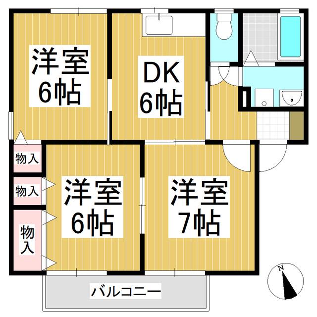 ソレアードB(3DK/2階)の間取り写真