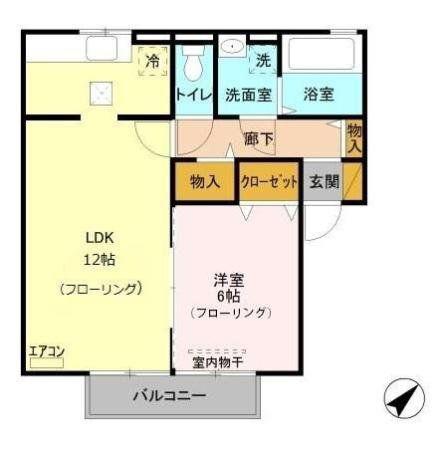 エスポワール柳崎(1LDK/1階)の間取り写真