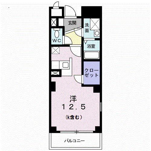 プライド(1K/6階)の間取り写真