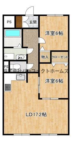 メルベーユ桜丘(2LDK/2階)の間取り写真