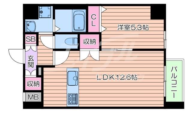 スプランディッド江坂駅前(1LDK/4階)の間取り写真