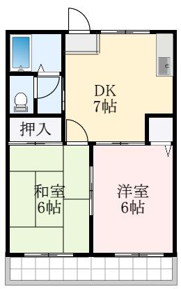ファミールなかまさ(2DK/1階)の間取り写真