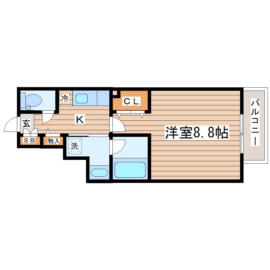 HOWS北仙台(1K/1階)の間取り写真