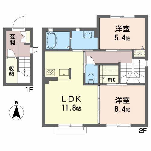 シャーメゾンセレナータA(2LDK/2階)の間取り写真