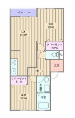 パストラル蒲田 A・B棟(2LDK/1階)の間取り写真