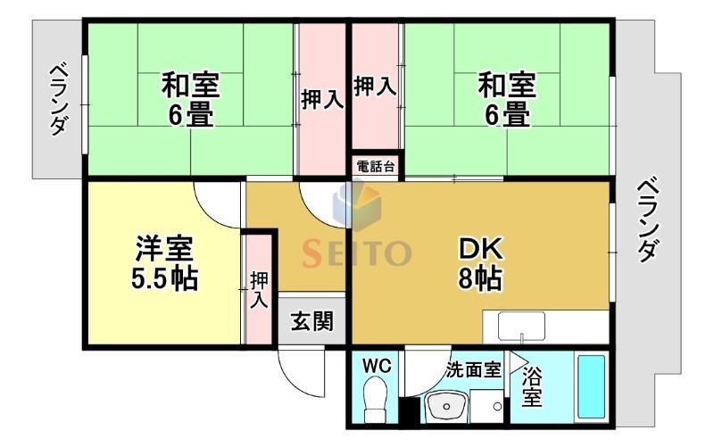パストラル菅原II(3DK/3階)の間取り写真