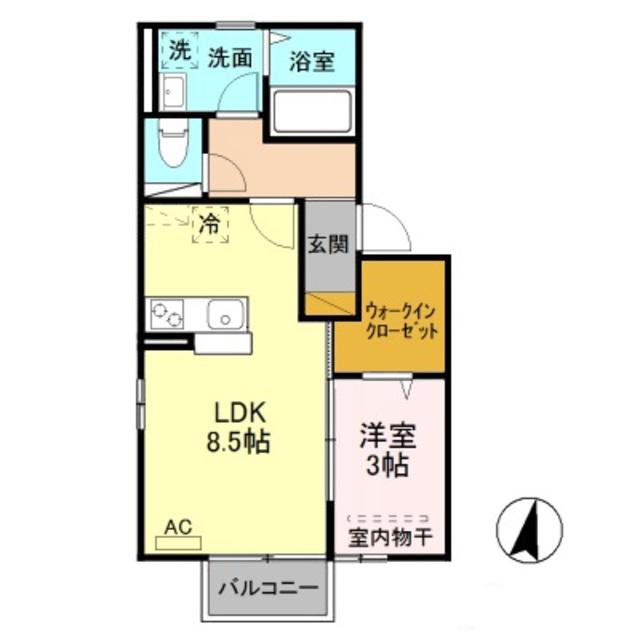 グランメール(1LDK/2階)の間取り写真