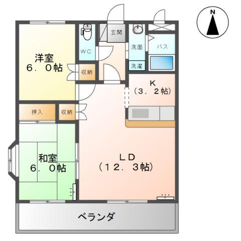 クリアジェイド(2LDK/2階)の間取り写真