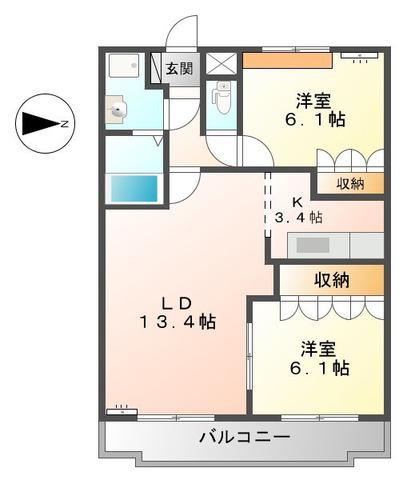 ウィンズ・パレス雅(2LDK/2階)の間取り写真
