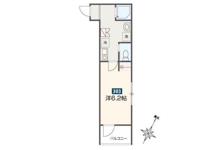 MELDIA小田急相模原II(1K/3階)の間取り写真