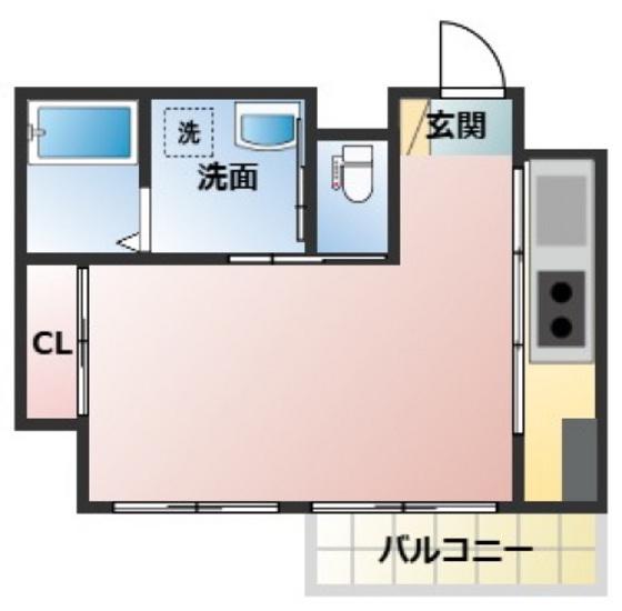 ローズヒルズ段原(ワンルーム/4階)の間取り写真