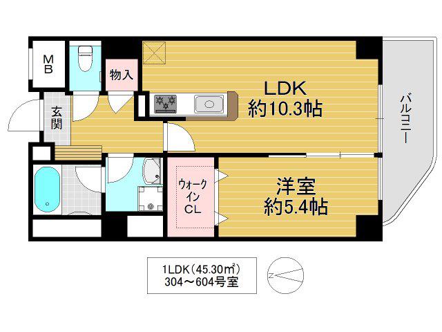 ジョイパーク鶴見(1LDK/4階)の間取り写真