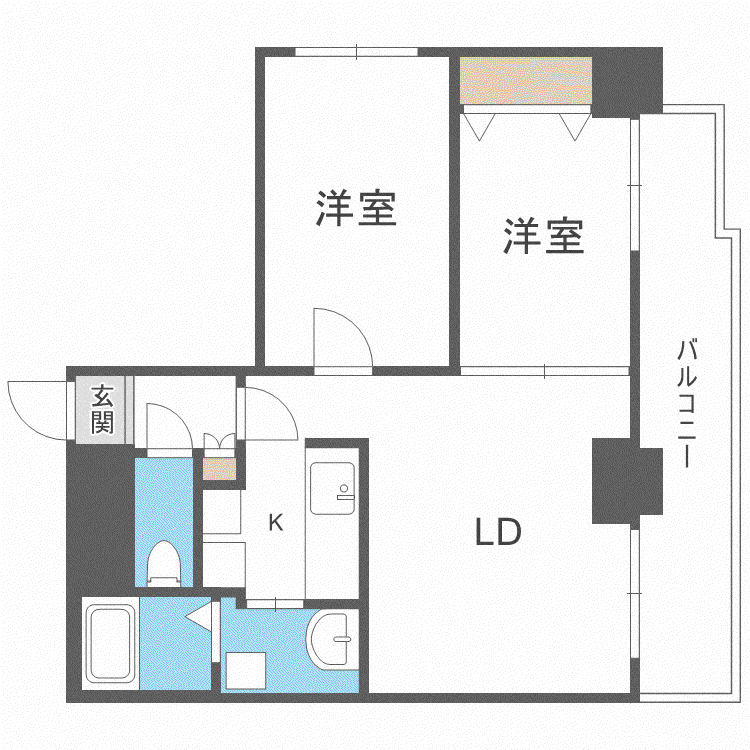 BLOCK HILLS(2LDK/9階)の間取り写真