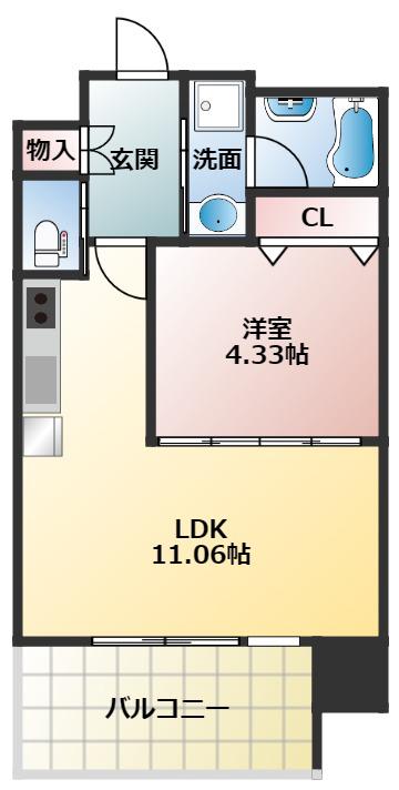 プレジオ荒本新町(1LDK/12階)の間取り写真