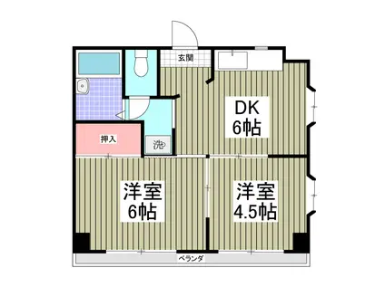 KパレスI(2DK/2階)の間取り写真